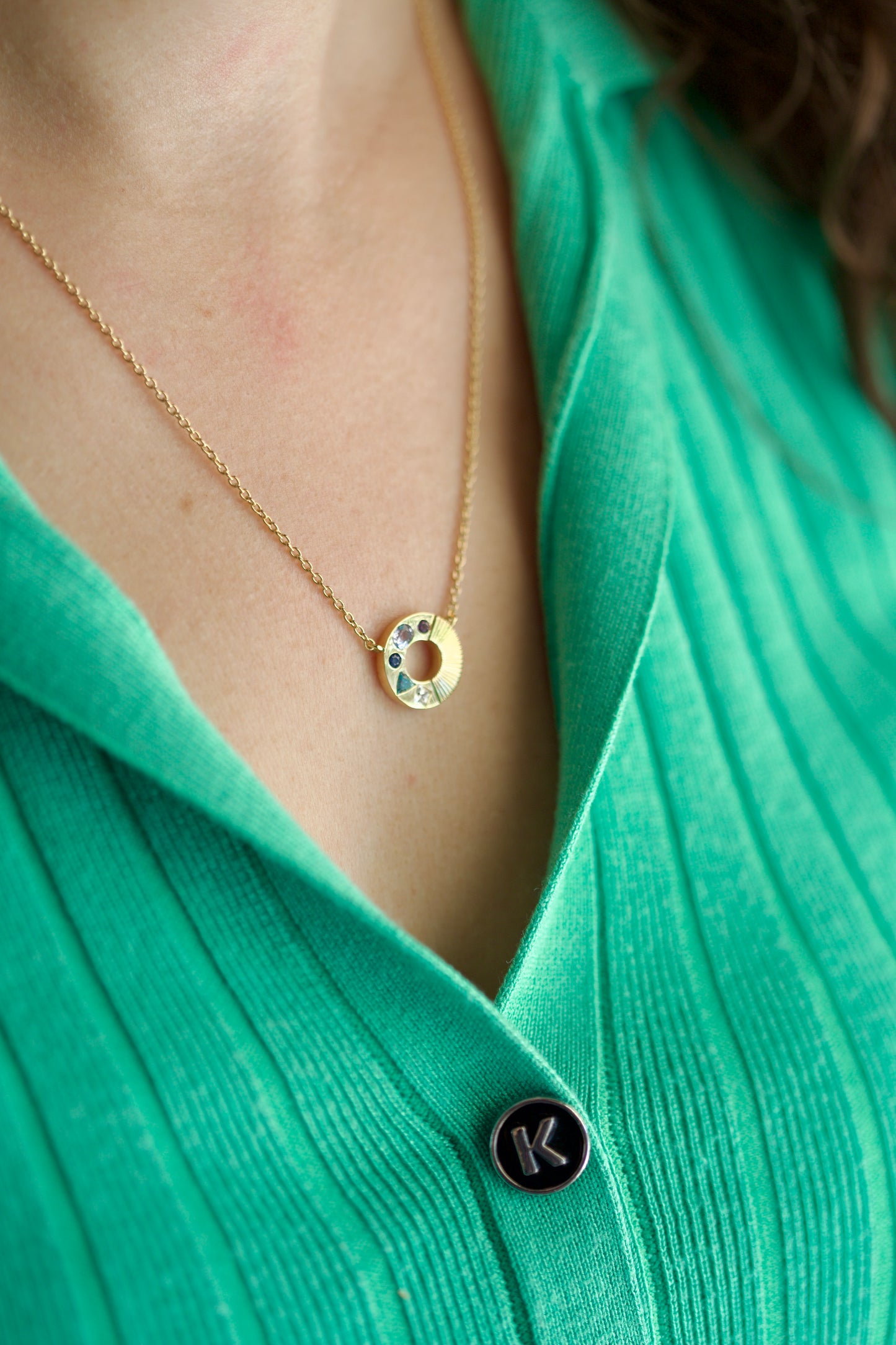 18K Cluster gemstone Necklace | sapphire Zircon & Spinel