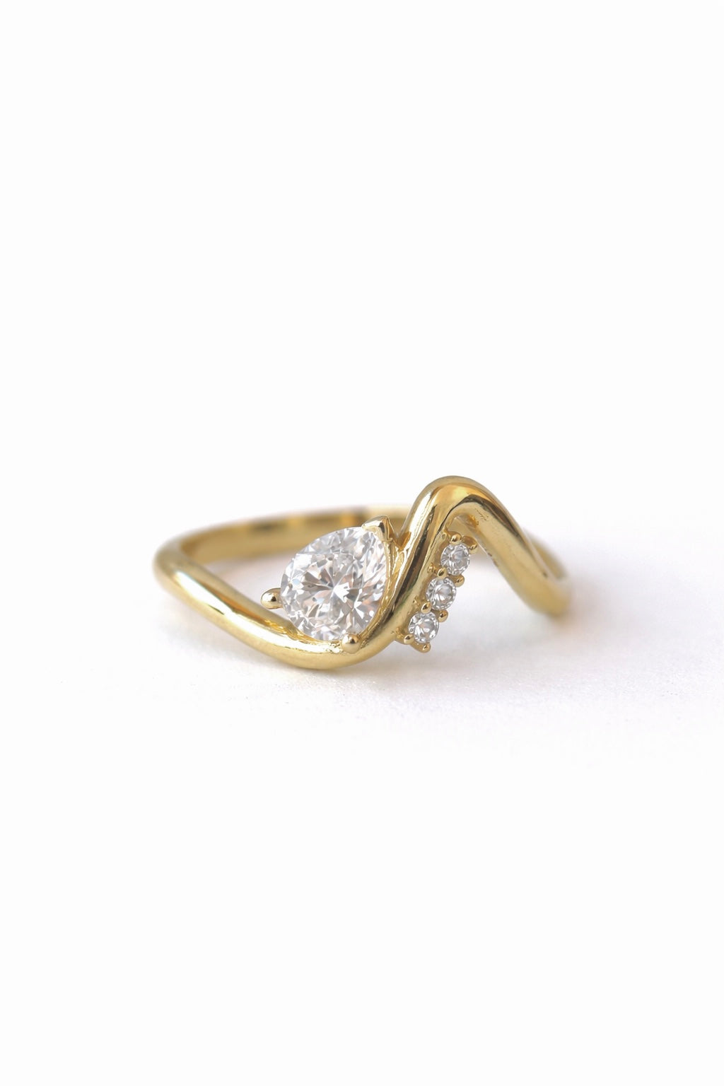 14K Wave Ring | Pink Tourmaline and Diamonds Ring