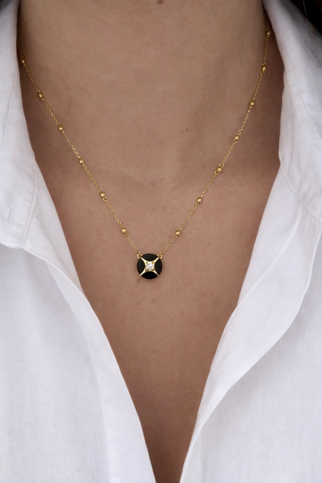 Aella Necklace | 18K Diamond and enamel Necklace