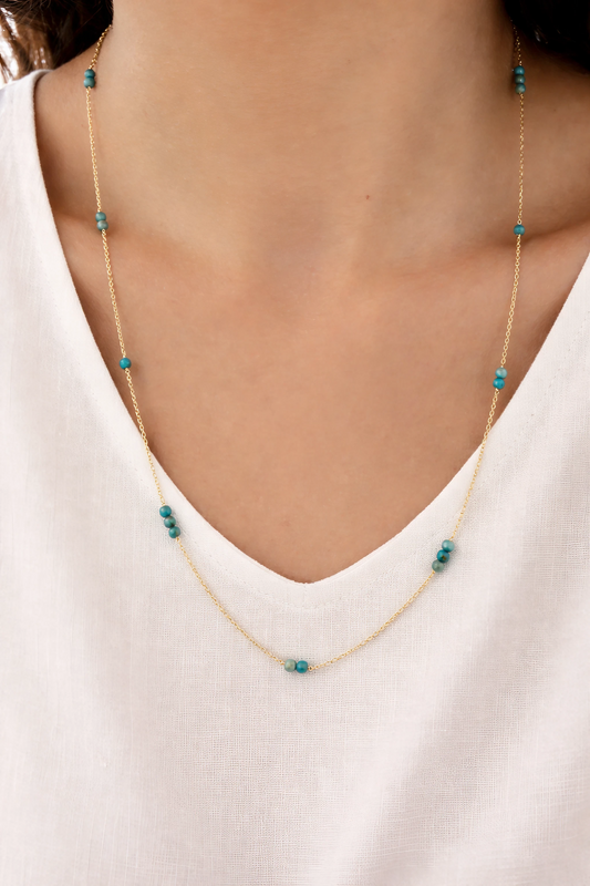 18K Long turquoise Necklace
