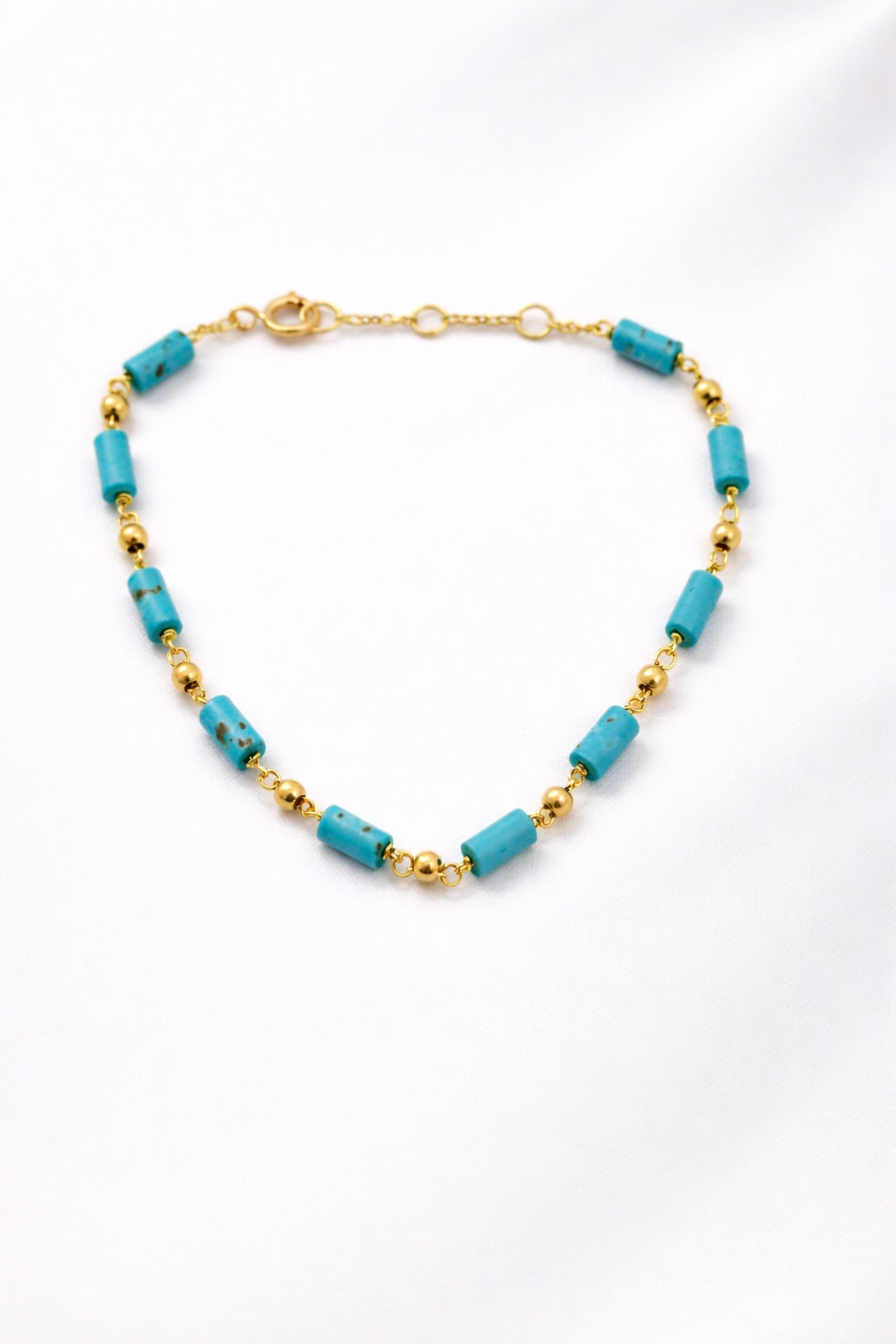 18K Gold Turquoise Beads Bracelet