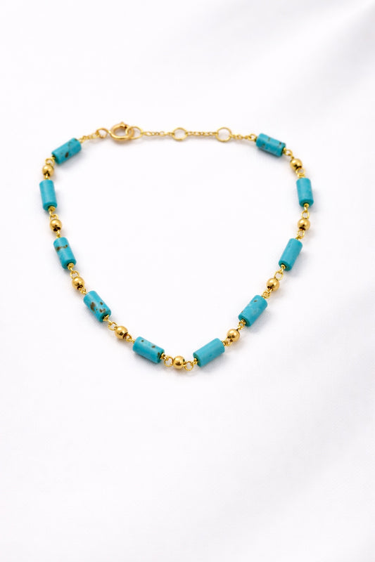 18K Gold Turquoise Beads Bracelet
