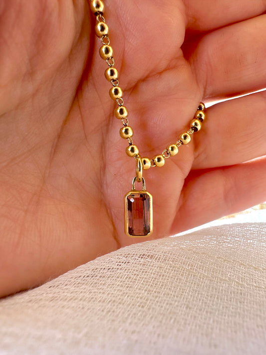 18k Pink Tourmaline Charm