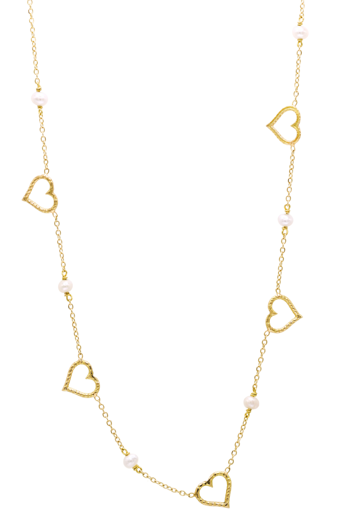 Pearl and Hearts Necklace | Open Heart Necklace