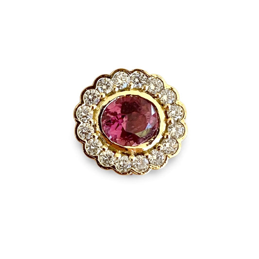 14k Oval Halo Pendant | Peridot, Spinel, Garnet