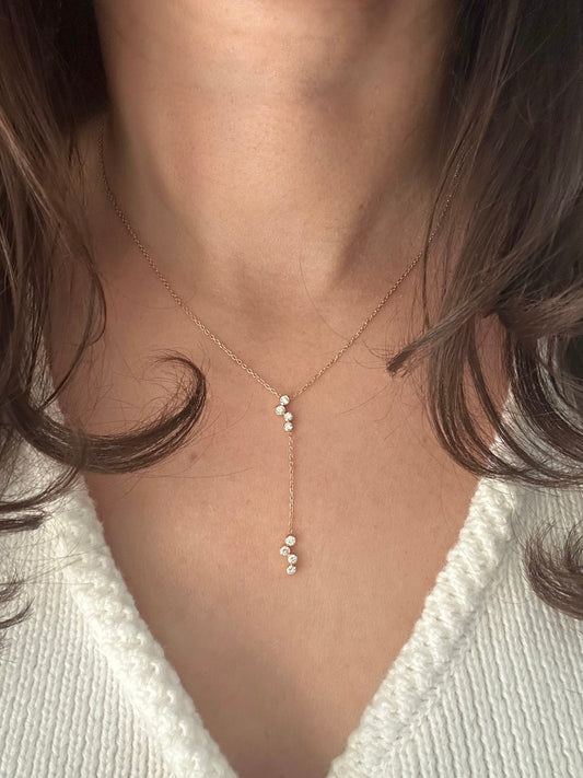 18K Y Necklace | Dainty Lab Diamond necklace