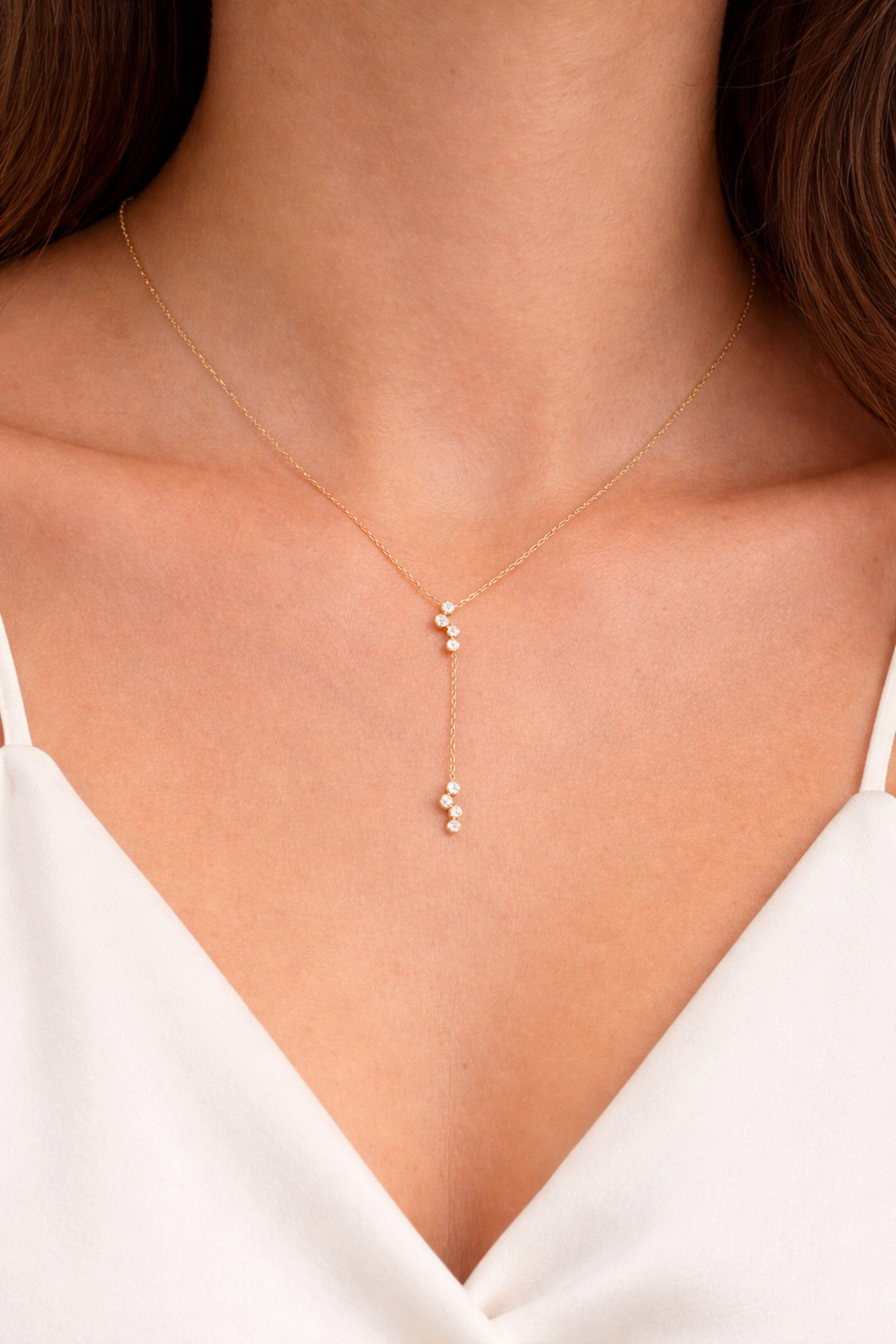 18K Y Necklace | Dainty Lab Diamond necklace
