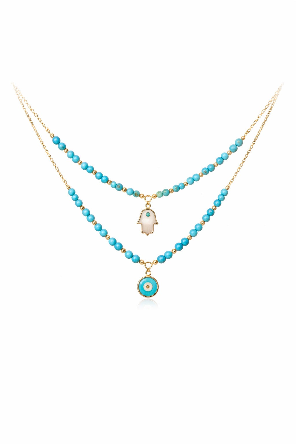 18K Gold Evil Eye Necklace | Hamsa Necklace