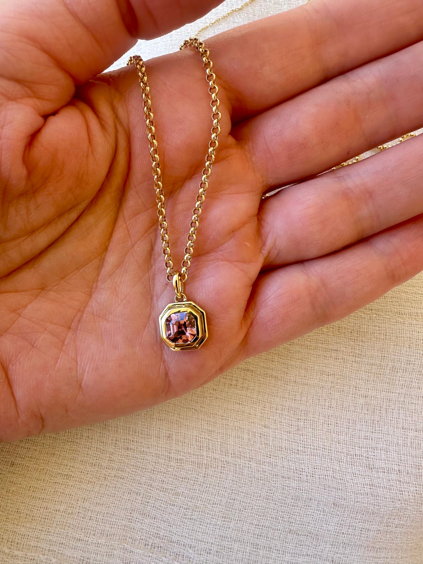 18K Pink Zircon Pendant | December Birthstone Necklace