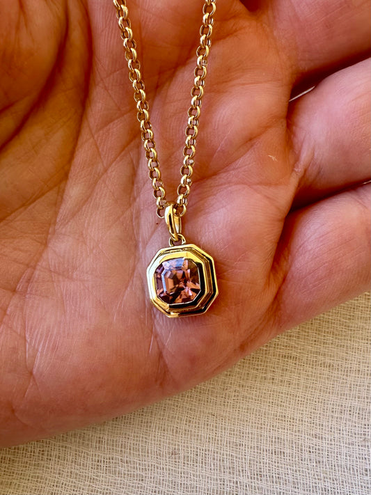 18K Pink Zircon Pendant | December Birthstone Necklace