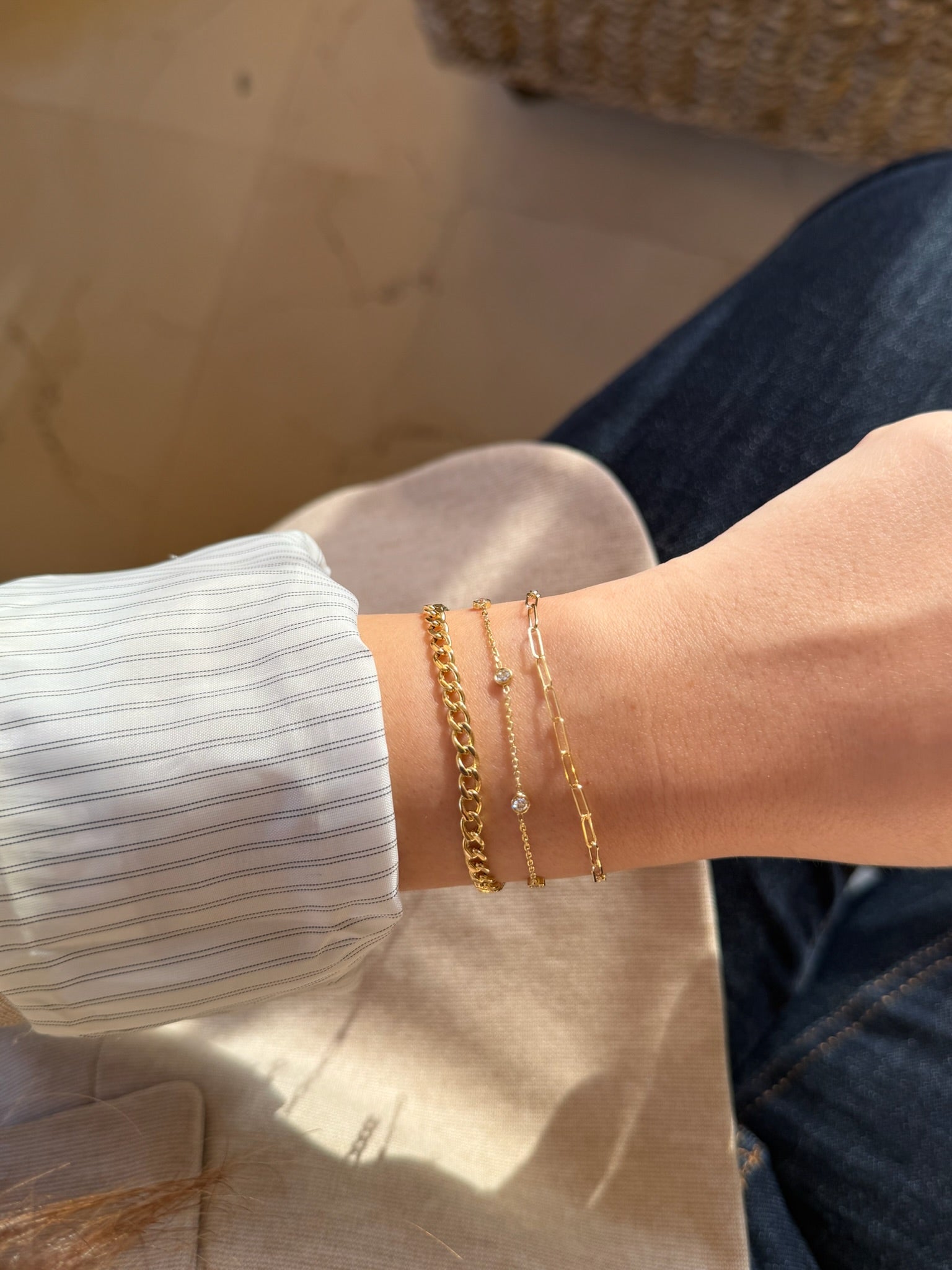 18K dainty Paperclip Bracelet available in 6.5" and 7"