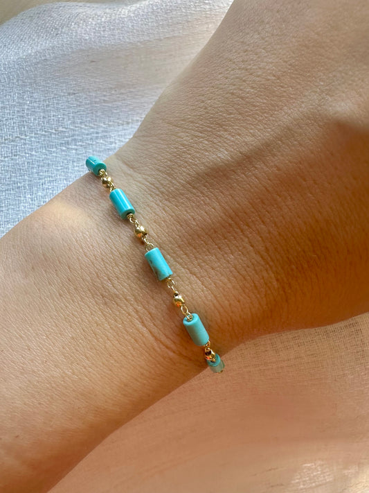 18k Gold Turquoise Beads bracelet