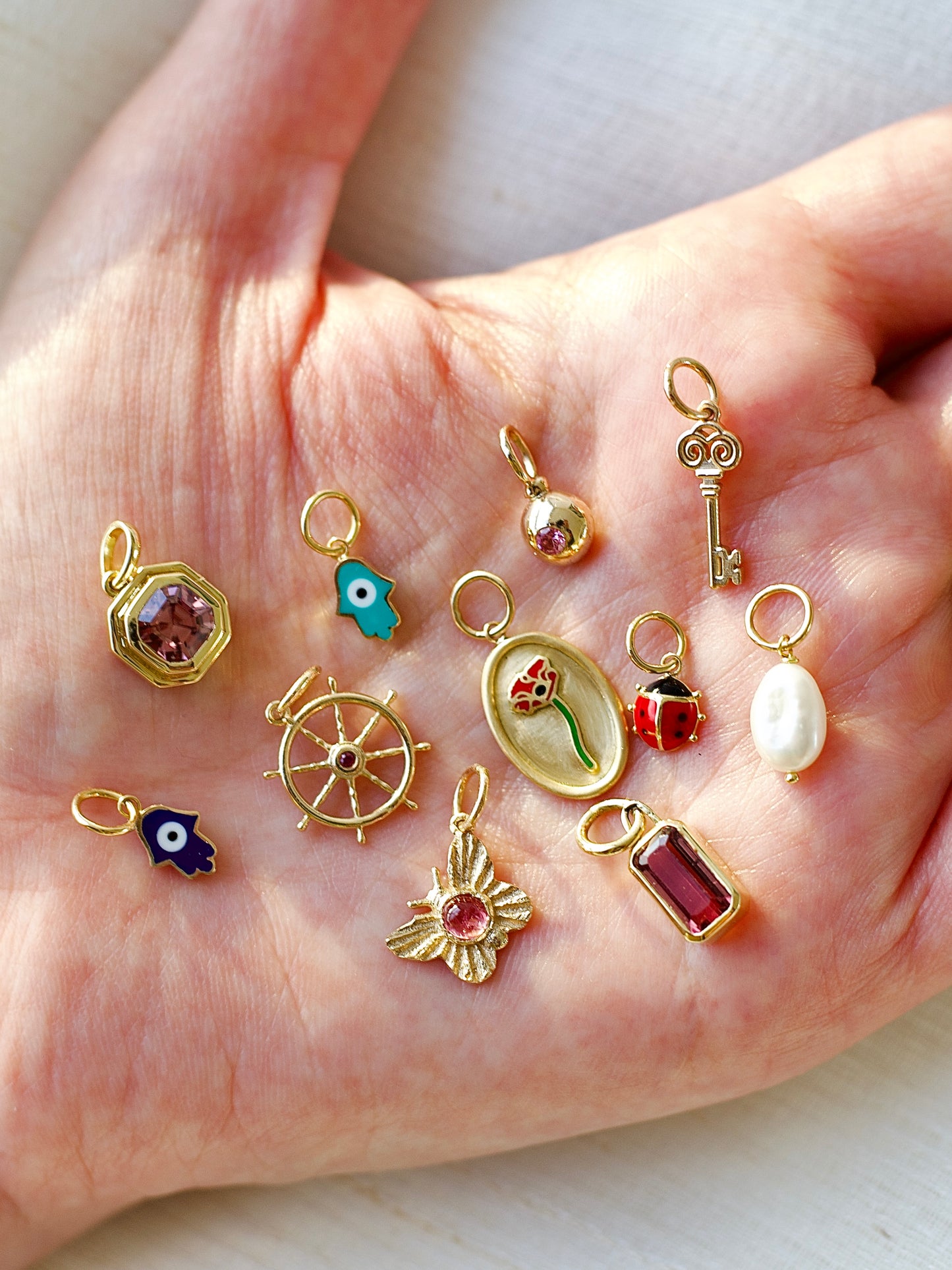 14k Anchor Wheel Charm