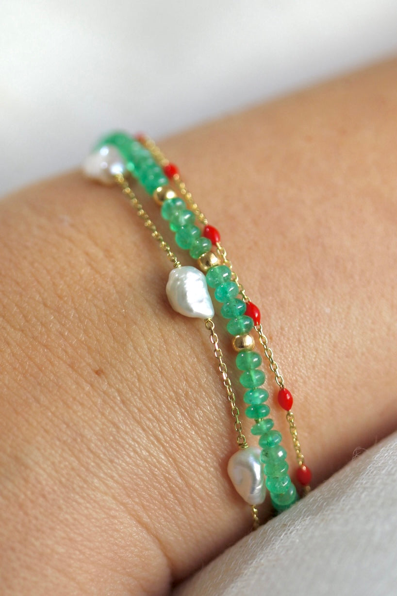 18k Baroque Pearls Bracelet | Pearls Station Bracelet