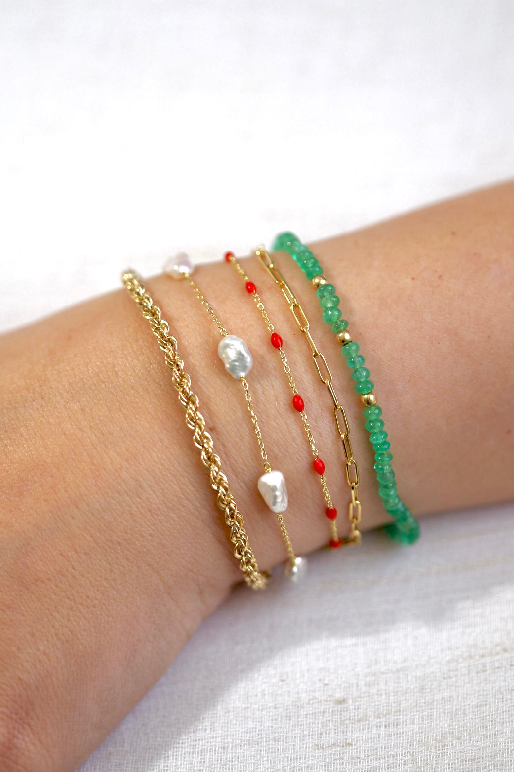 18K Gold Beaded Bracelet | Enamel Beaded Bracelet