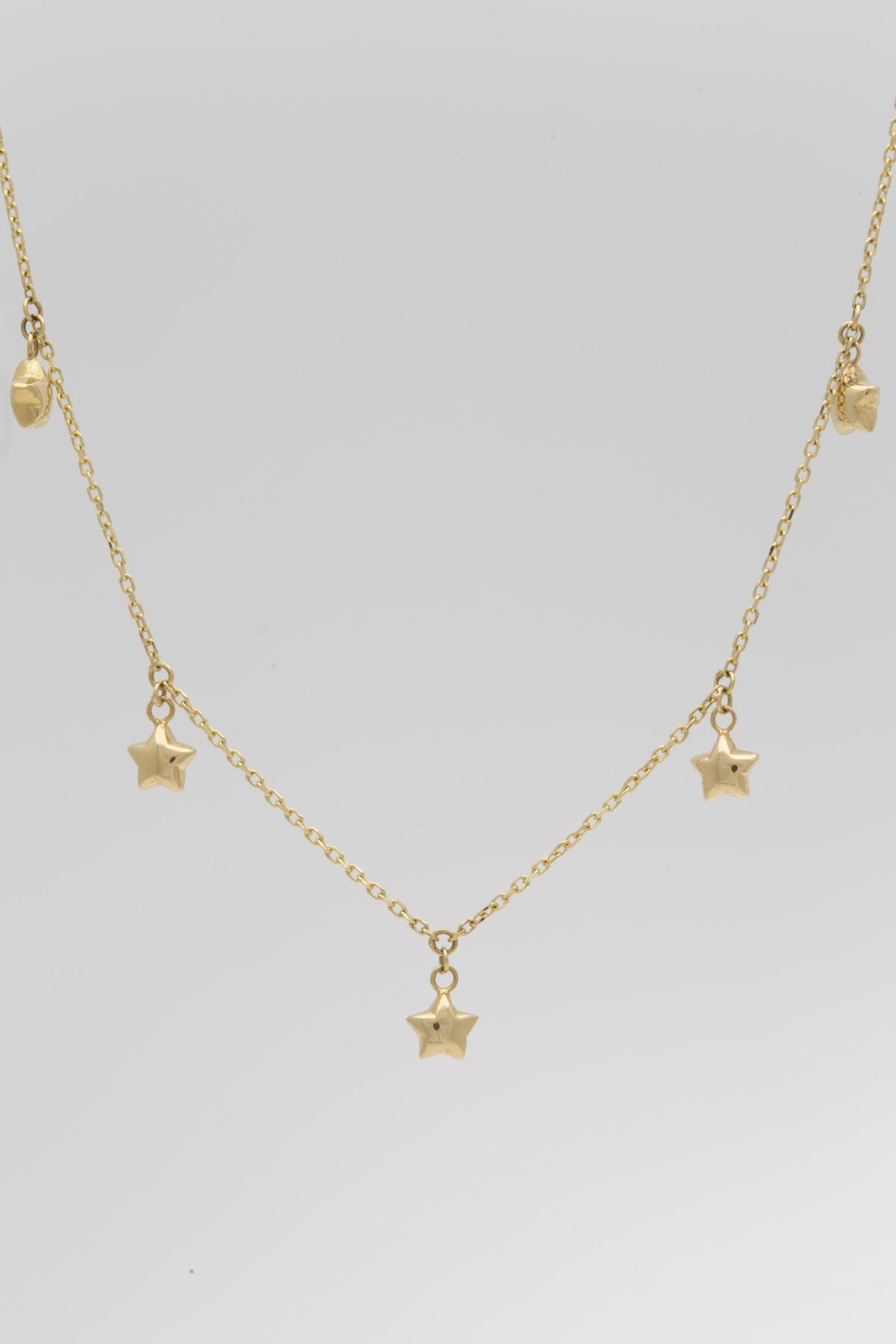 18k Solid Gold Stars Necklace