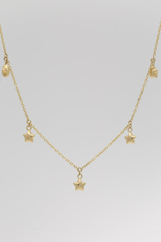 18k Solid Gold Stars Necklace