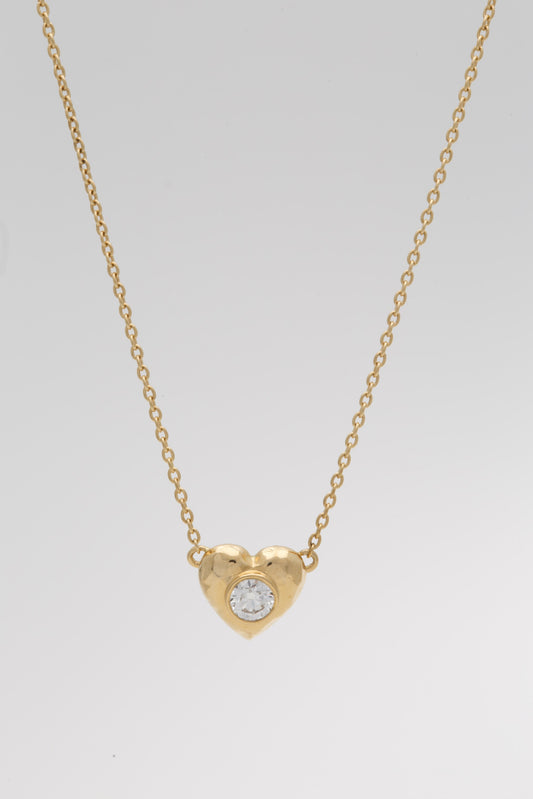 18k Solid Gold Diamond Heart Necklace