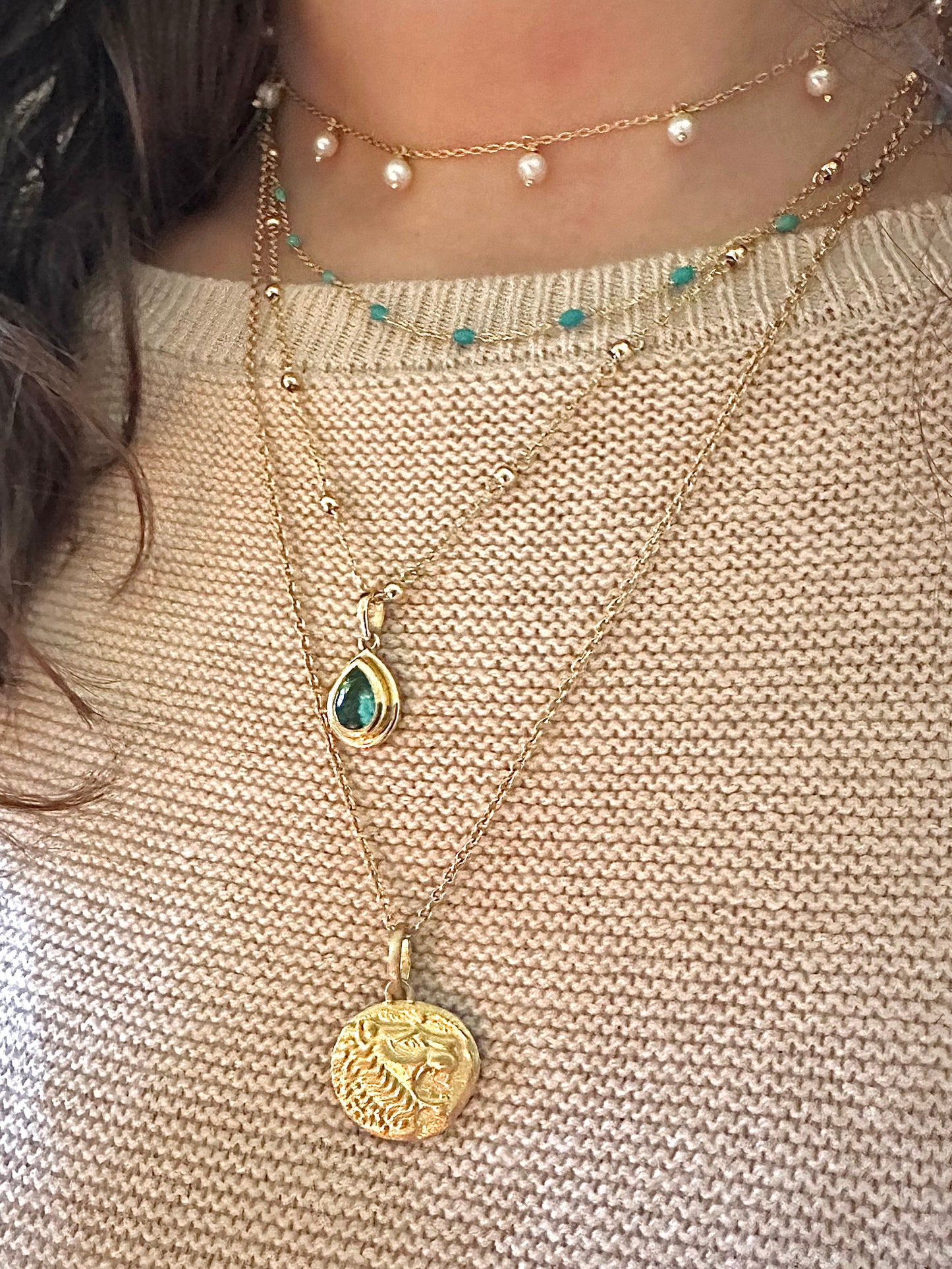 Gold Lion Pendant | Coin Gold Necklace