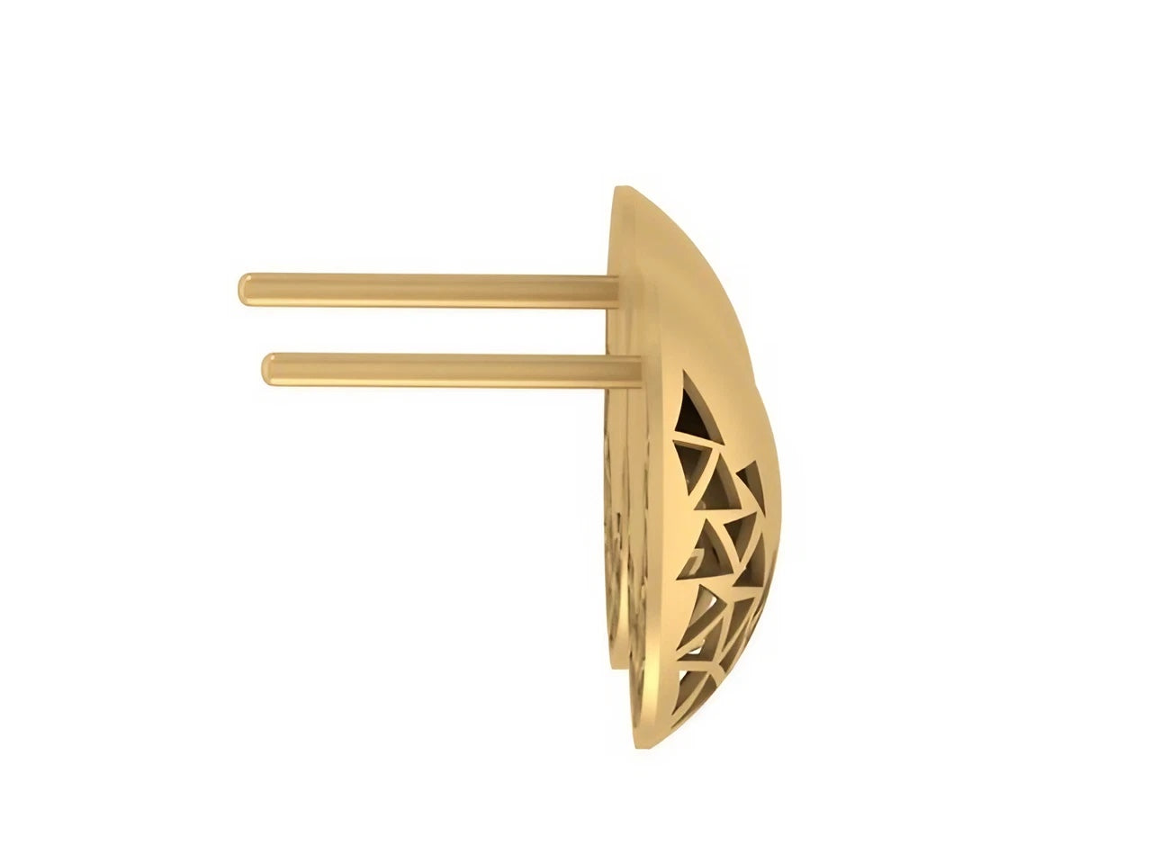 Button Earrings with geometric cutouts and flat back customizable in 18k yellow, rose gold and white golf | Ella Creations Jewelry