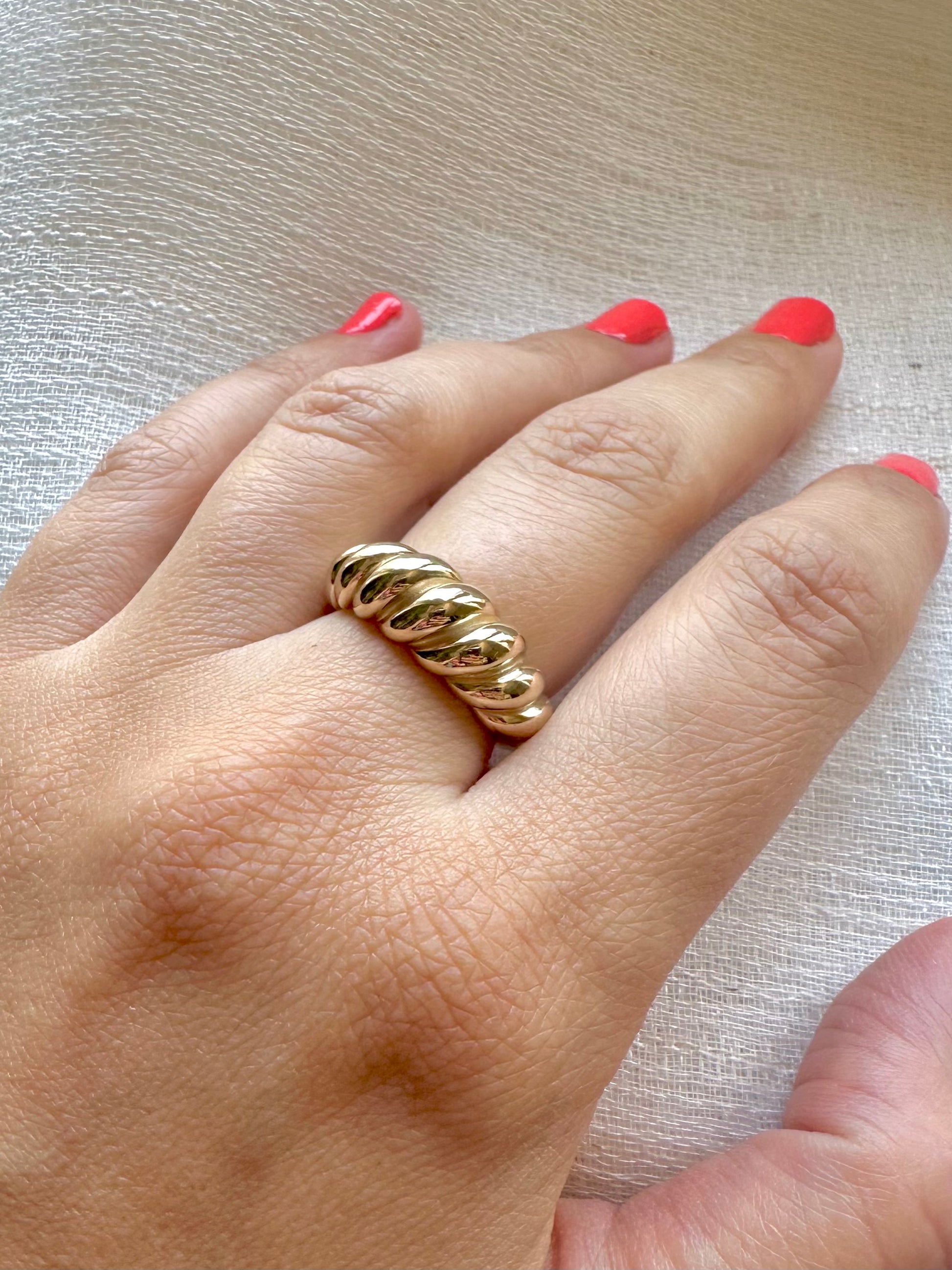  Solid Gold Croissant Ring, available in 14K or 18k solid gold | Ella Creations Jewelry