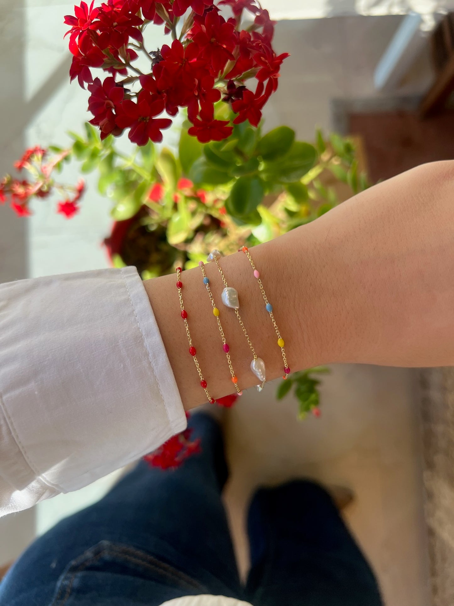 18K Enamel beaded bracelet, customizable enamel finish | Ella Creations Jewelry