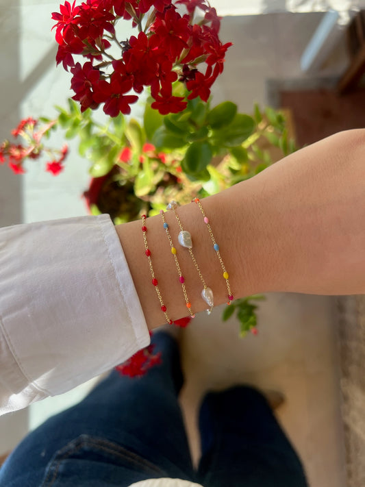 18K Enamel beaded bracelet, customizable enamel finish | Ella Creations Jewelry