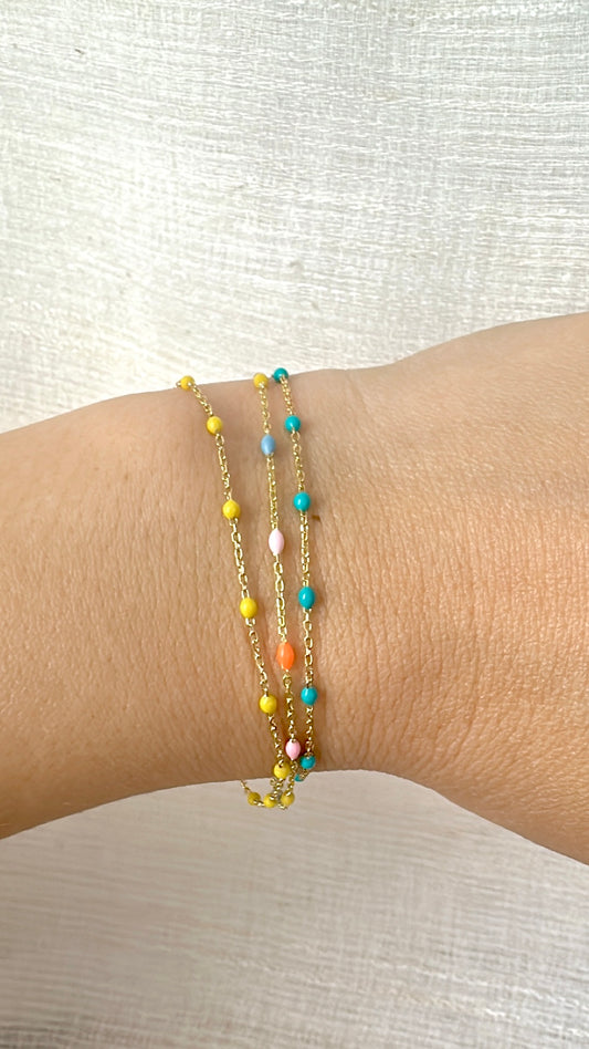 18k Enamel Bead Station Bracelet with adjustable chain length | Ella Creations Jewelry 