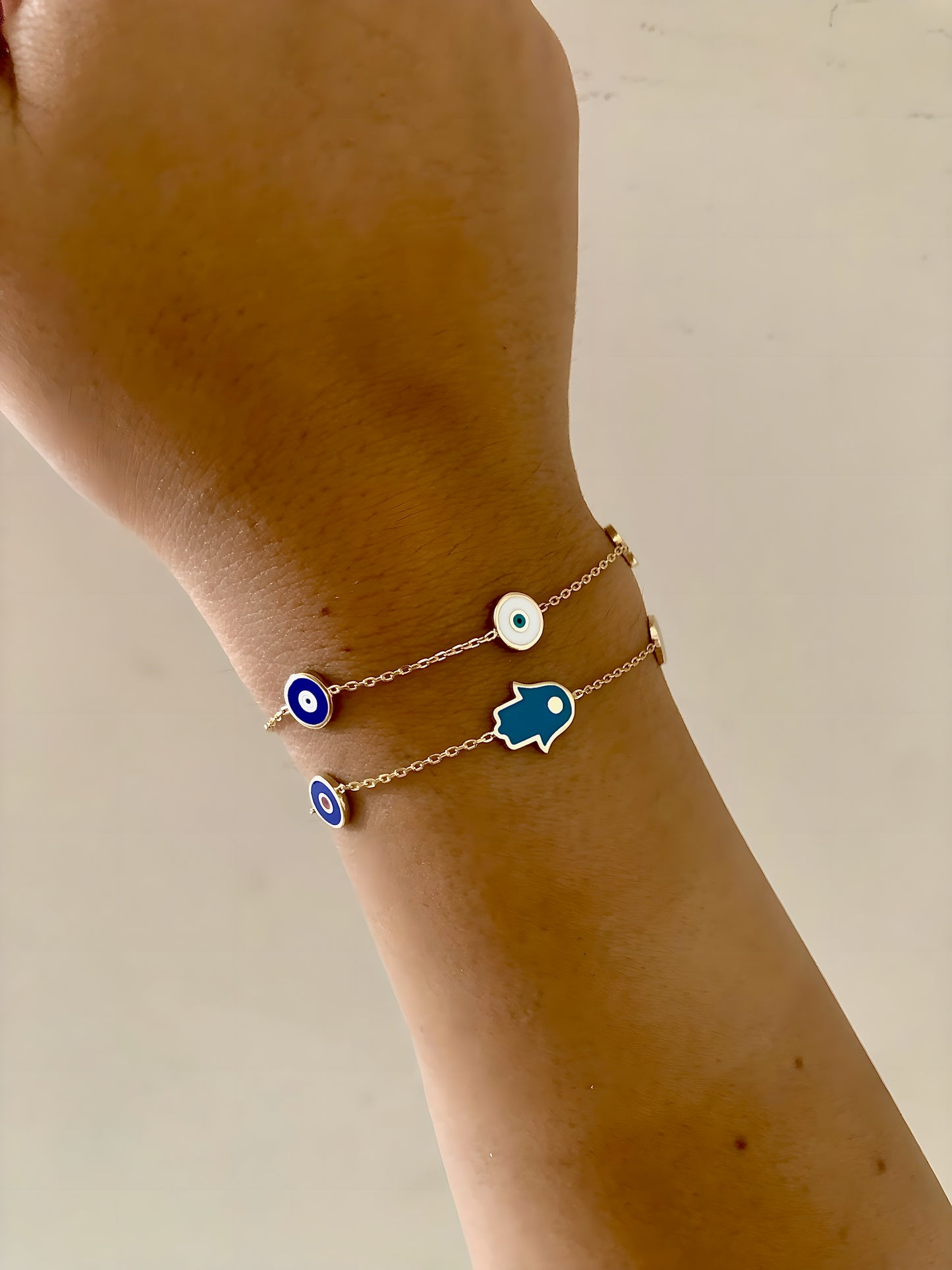 Evil Eye Bracelet Gold | 3 charms | Ojo Turco
