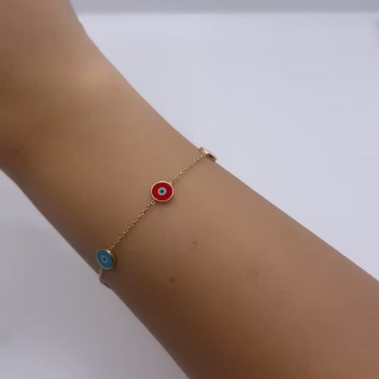 Evil eye protection bracelet handcrafted in 18k solid gold