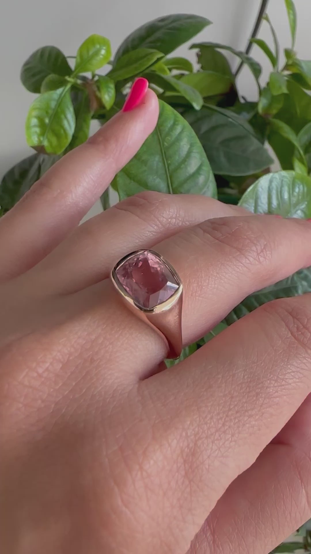 Pink Tourmaline Ring 4.45ct Tourmaline, Chunky style and handcrafted in 18k rose gold | Ella Creations Jewelry