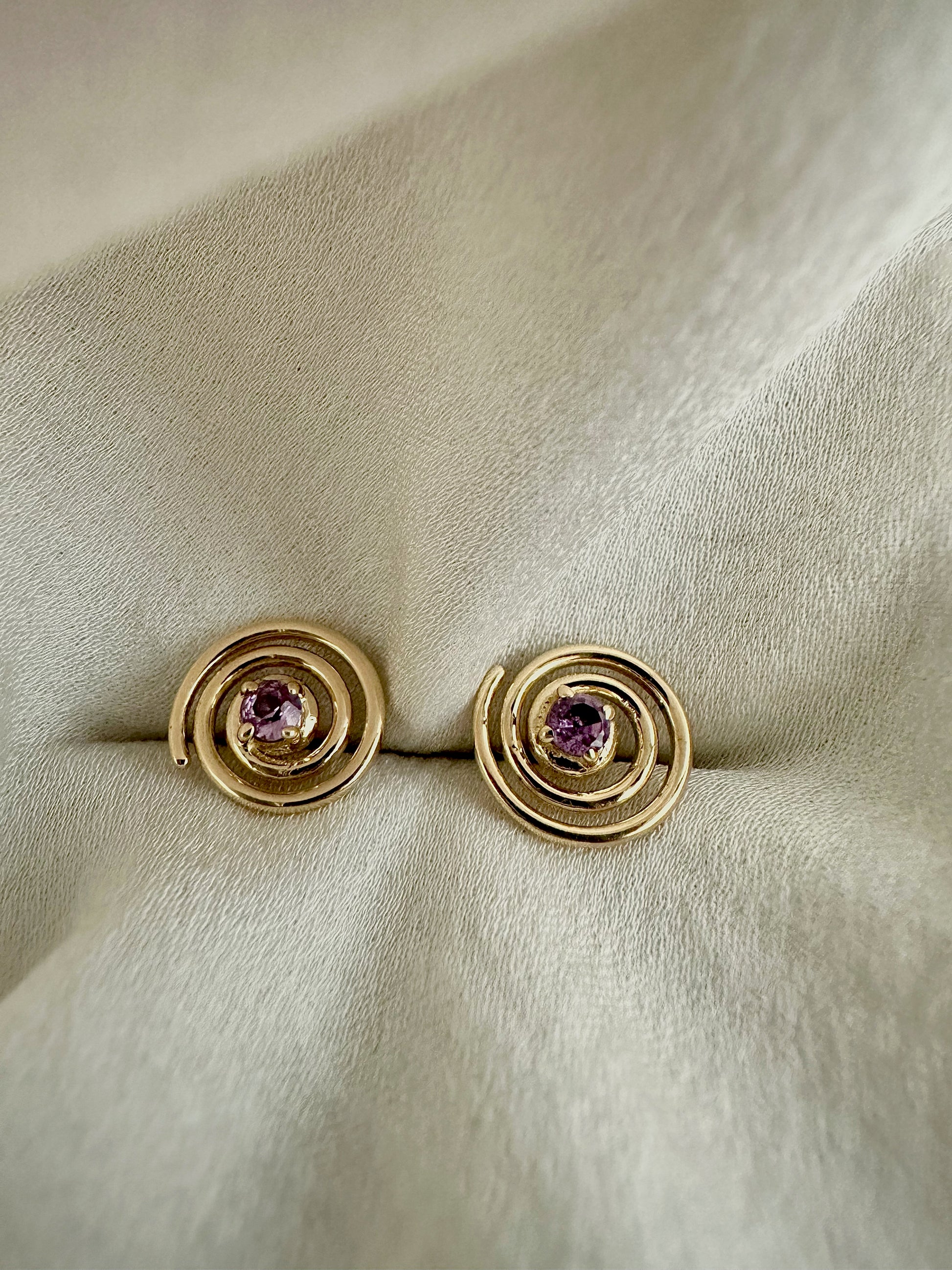 purple sapphire studs solid gold 18k | Ella Creations Jewelry