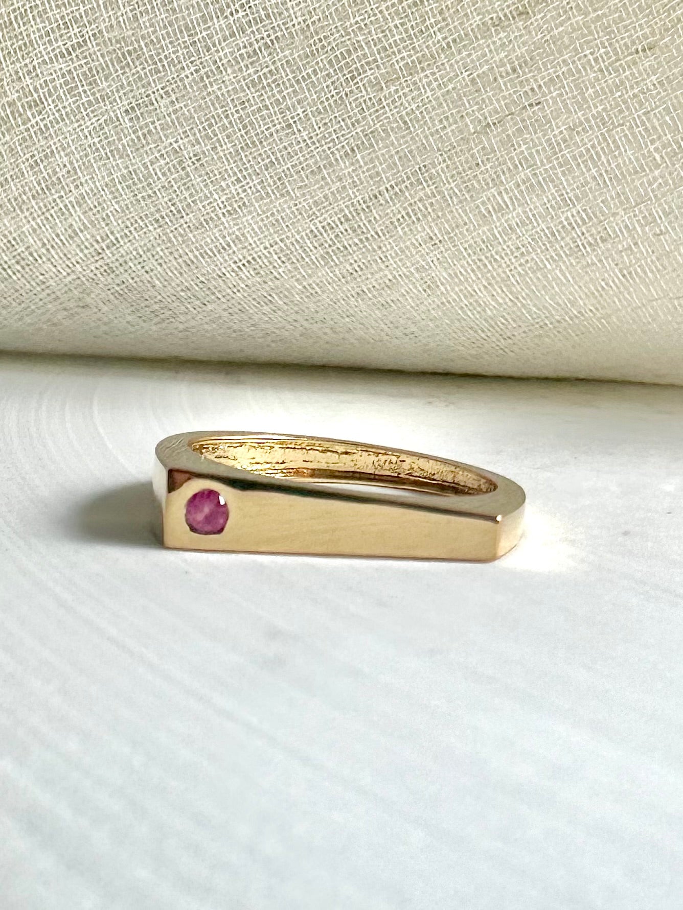 Gold Rectangular Ring - Ruby size 6.25US Ready to ship