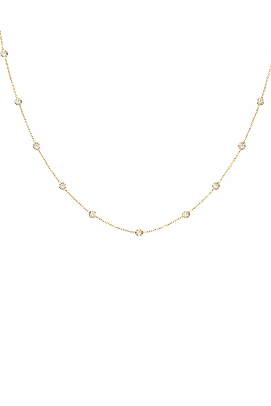 Lab diamond Necklace handcrafted in 18K solid gold and featuring ten lab diamonds bezel set for a total weight of 0.30ctw | Ella Creations Jewelry